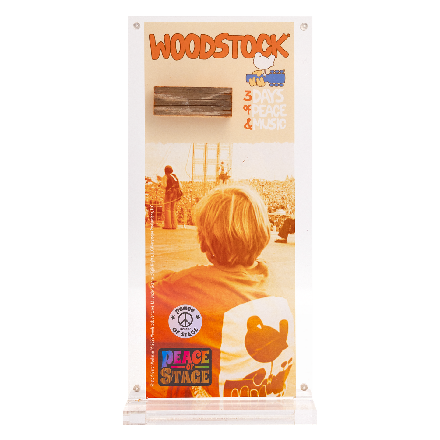 Boy on Orginal Woodstock Stage Acrylic Frame