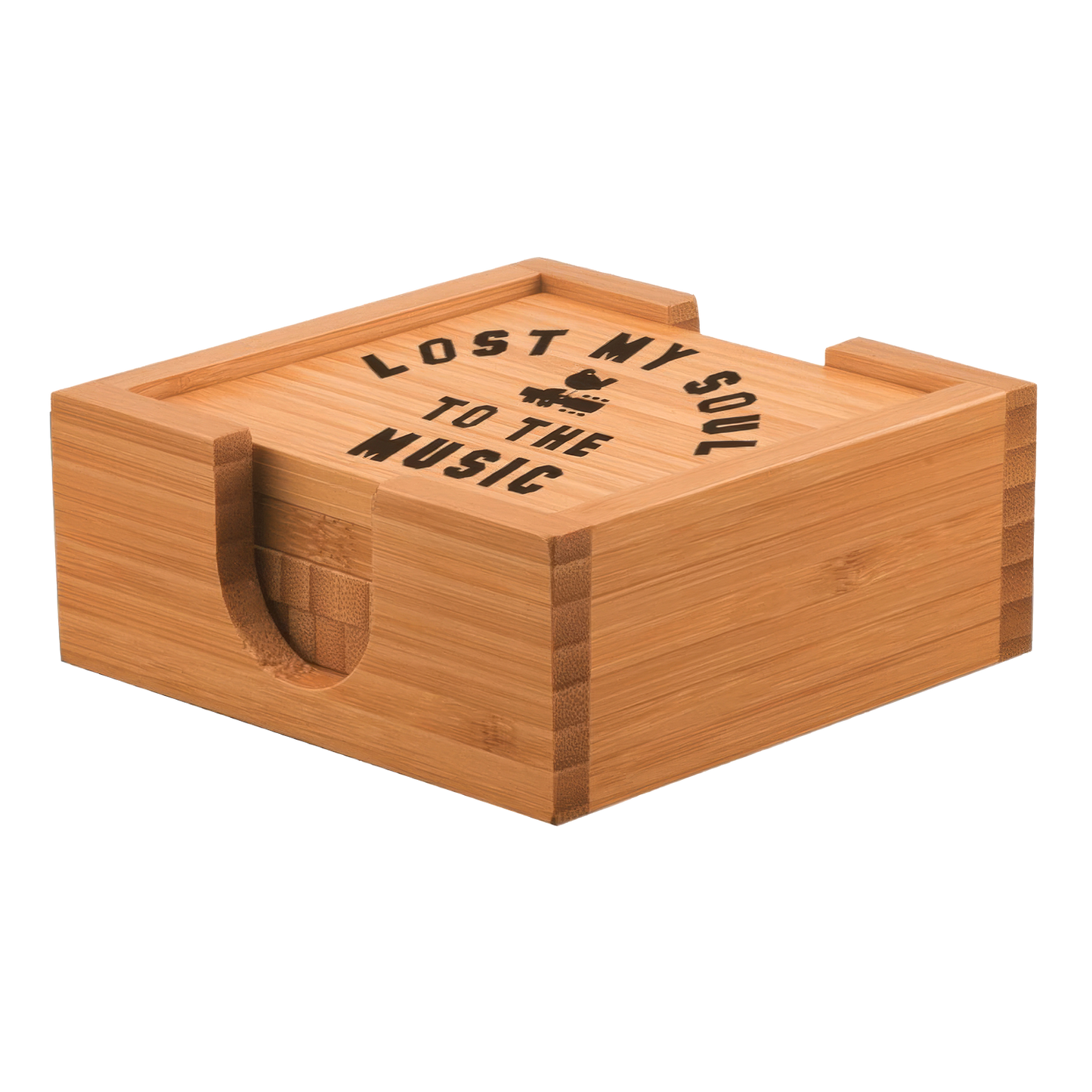 Lost My Soul To The Music Laser Etched Bamboo Coaster Set
