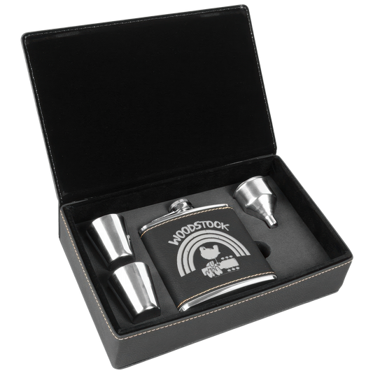Rainbow Logo Laser Engraved Flask Set