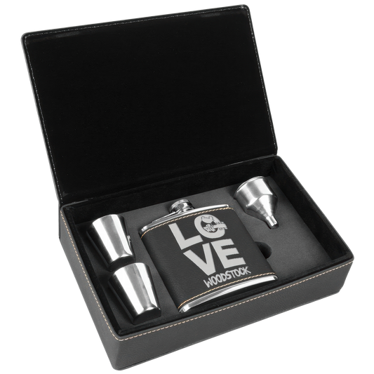 Love Laser Engraved Flask Set