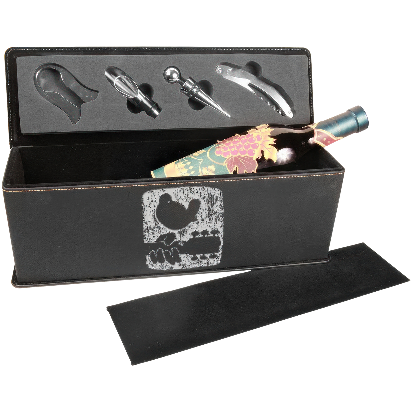 Textured Logo Laser Engraved Wine Box Gift Set