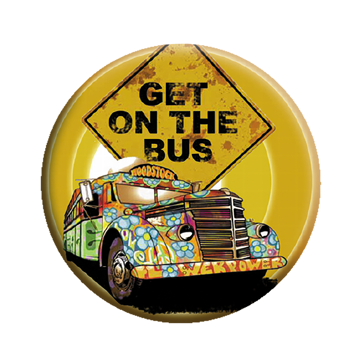 Woodstock Get on the Bus 1.25" Button