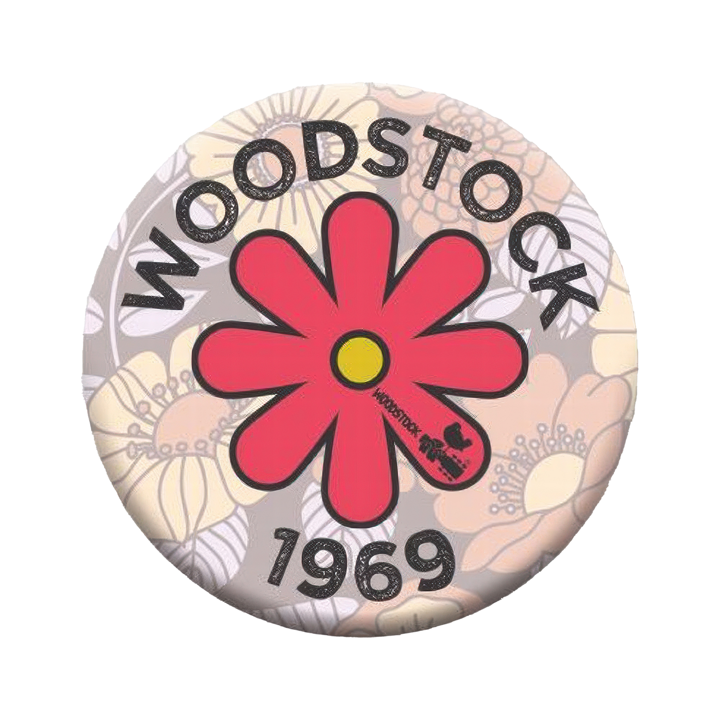 Woodstock Flower 1.25" Rd Button