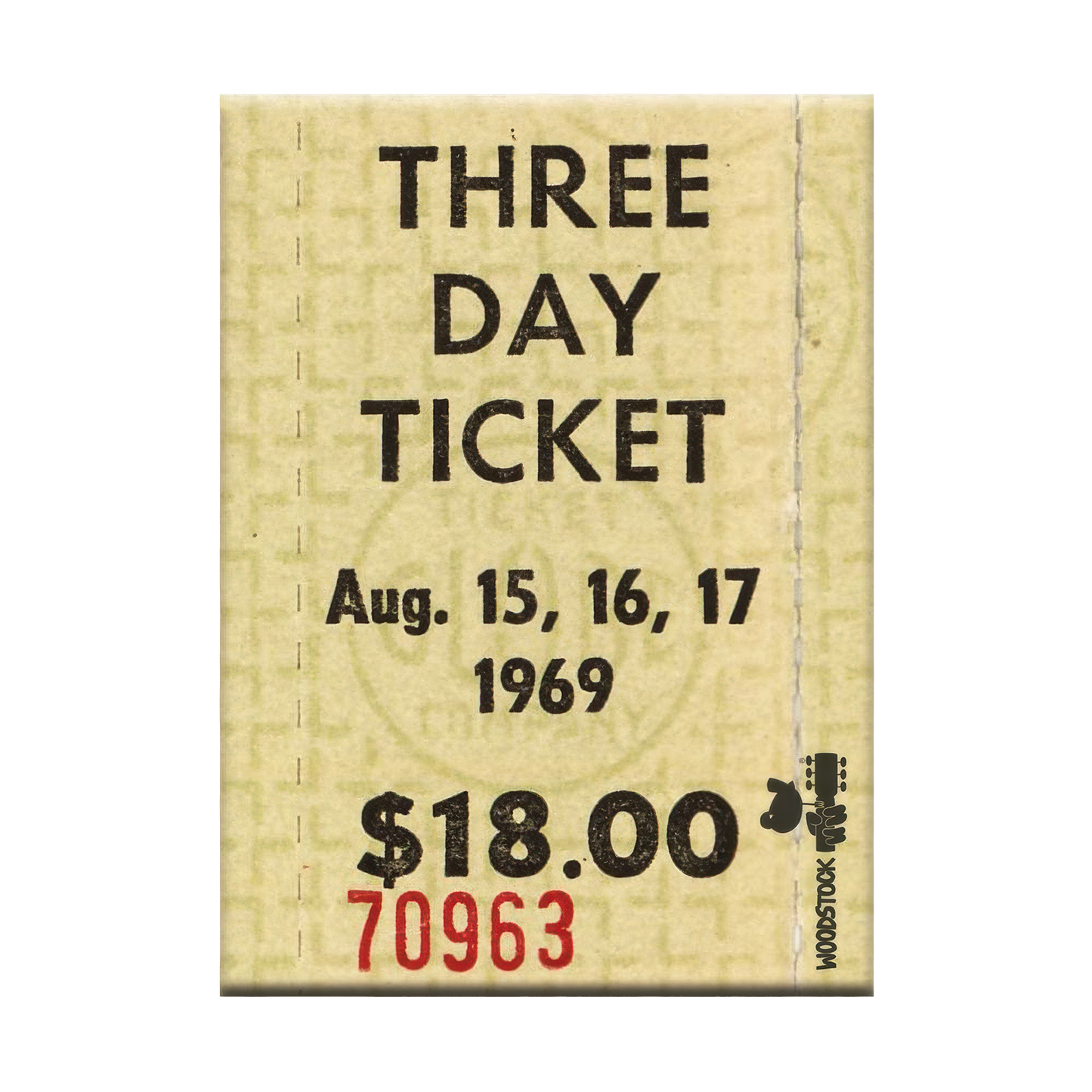 Woodstock Ticket 2.5" x 3.5" Flat Magnet