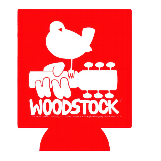 Woodstock Logo Can Koozie (White Logo)