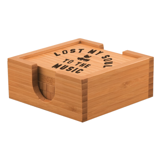 Lost My Soul To The Music Laser Etched Bamboo Coaster Set