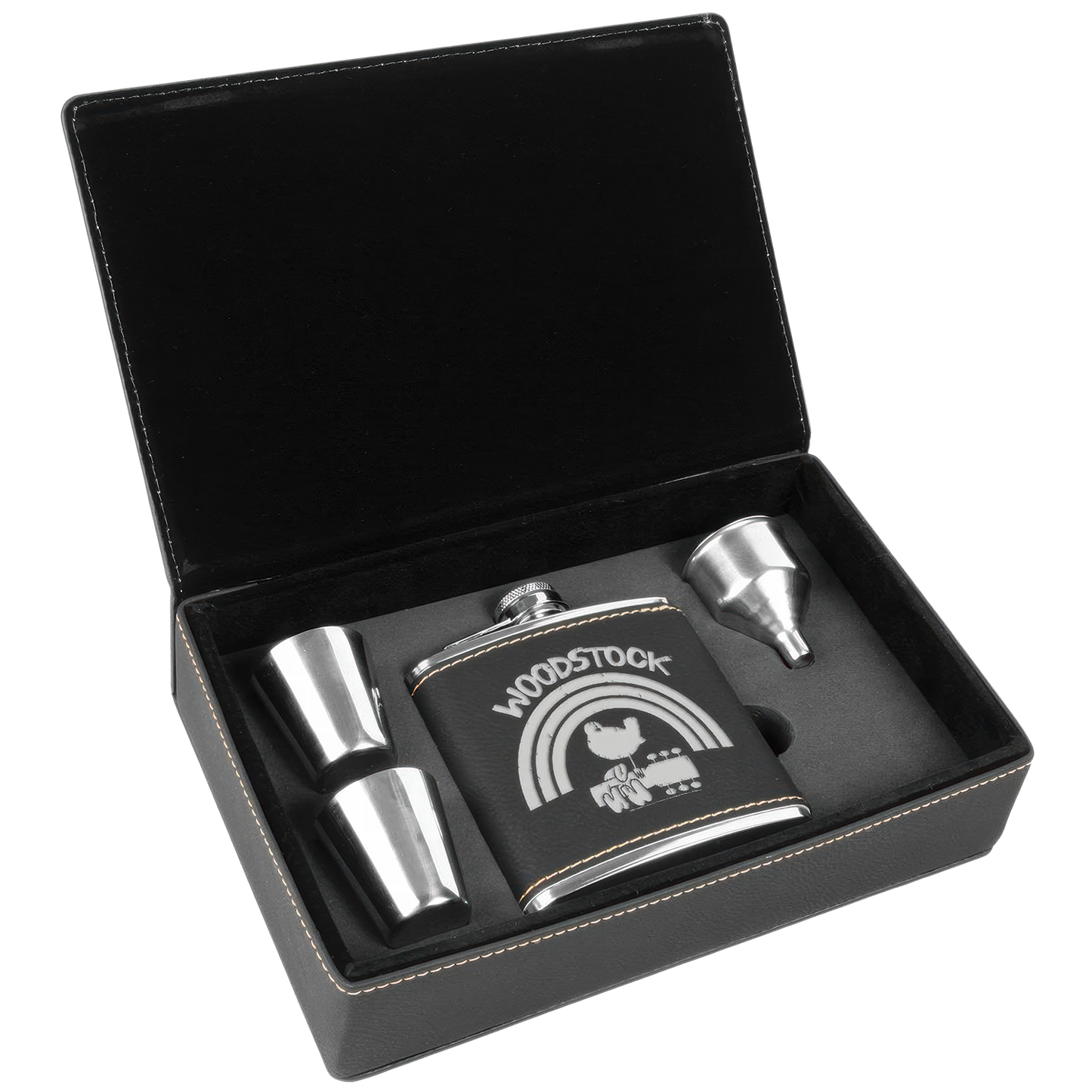 Rainbow Logo Laser Engraved Flask Set