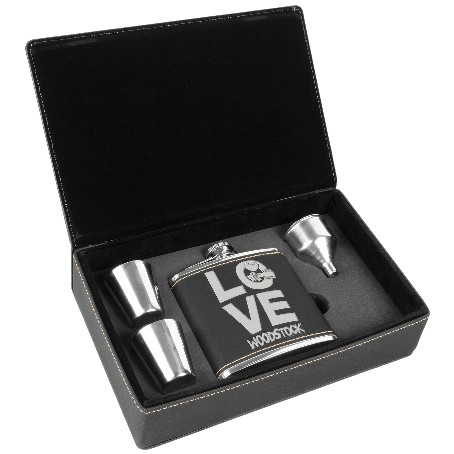 Love Laser Engraved Flask Set