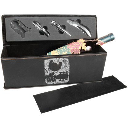 Textured Logo Laser Engraved Wine Box Gift Set