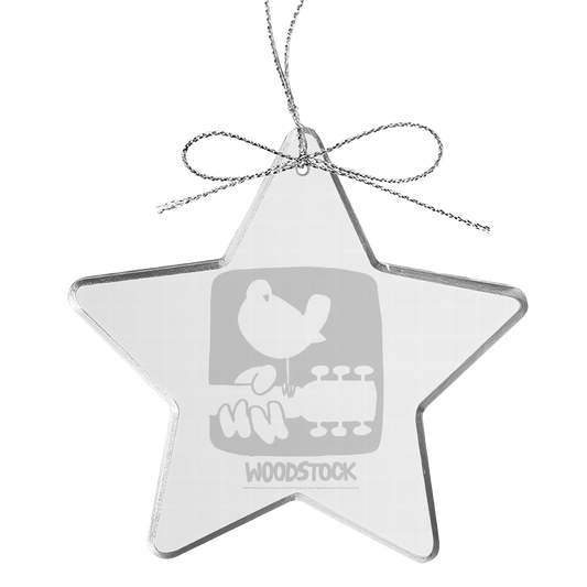 Rectangular Logo Star Laser-Etched Glass Ornament