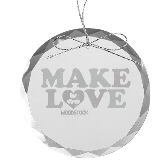 Make Love Round Laser-Etched Glass Ornament