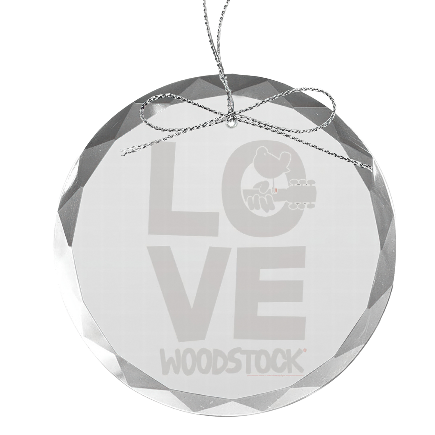 Love Round Laser-Etched Glass Ornament