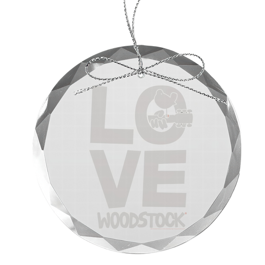 Love Round Laser-Etched Glass Ornament