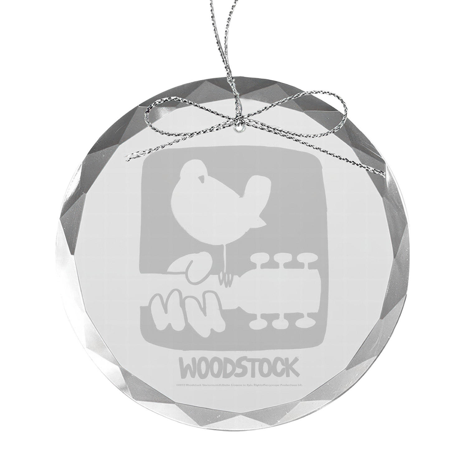 Rectangular Logo Round Laser-Etched Glass Ornament