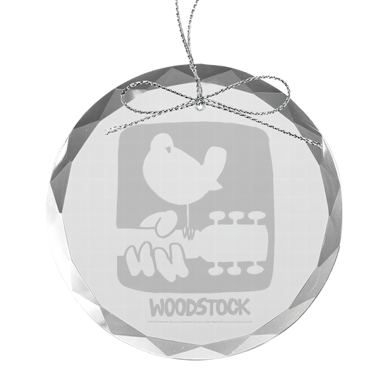 Rectangular Logo Round Laser-Etched Glass Ornament