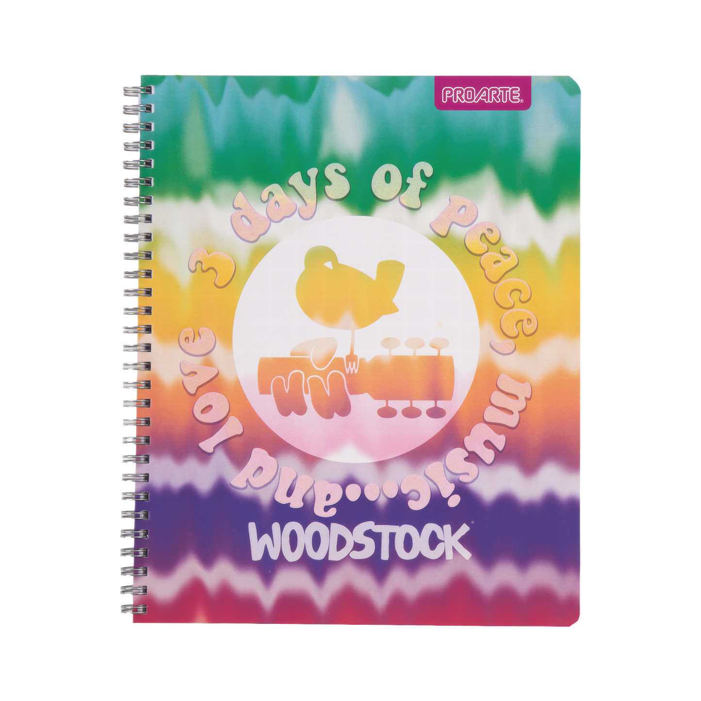Woodstock Circular Text Tie Dye Notebook
