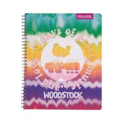 Woodstock Circular Text Tie Dye Notebook