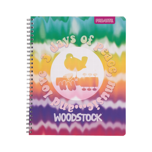 Woodstock Circular Text Tie Dye Notebook