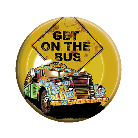 Woodstock Get on the Bus 1.25" Button