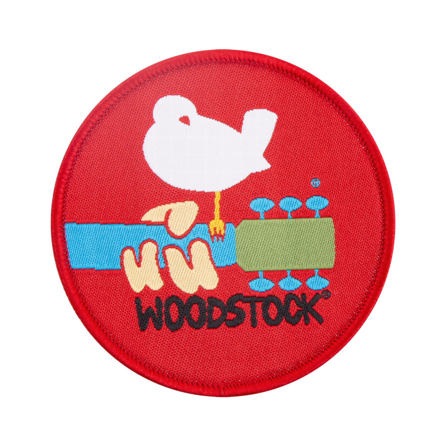 Woodstock Bird Guitar Logo Red Patch