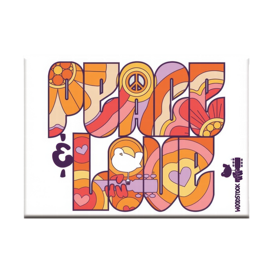Woodstock Peace & Love 2.5" x 3.5" Flat Magnet
