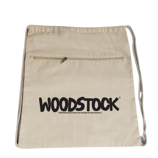 Black Logo Drawstring Backpack