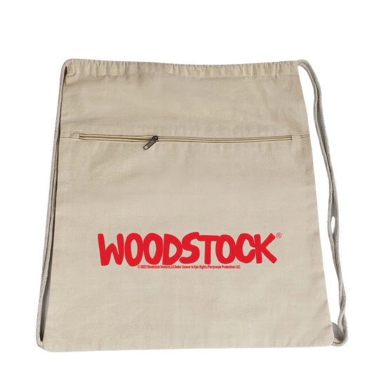 Red Logo Drawstring Backpack