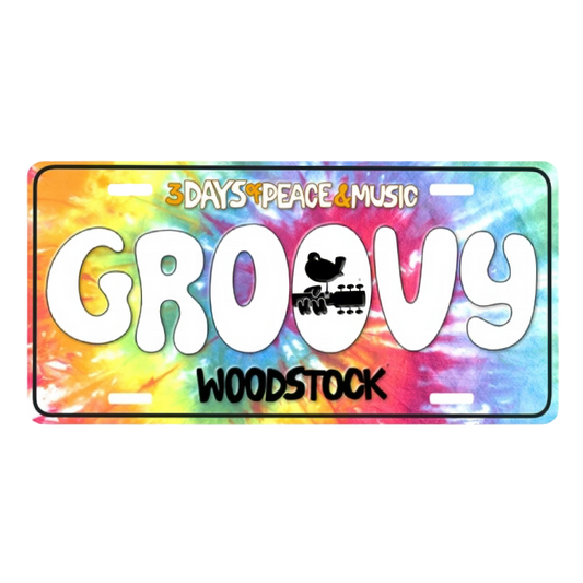 Groovy Woodstock License Plate