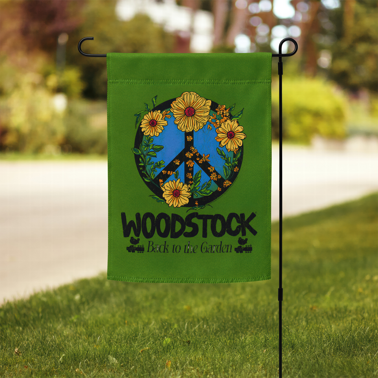 Back to the Garden Peace Sign Garden Flag