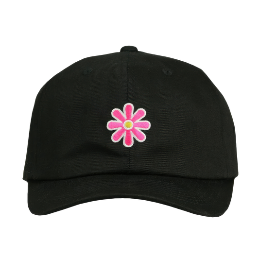 Woodstock Pink Flower Adjustable Black Hat