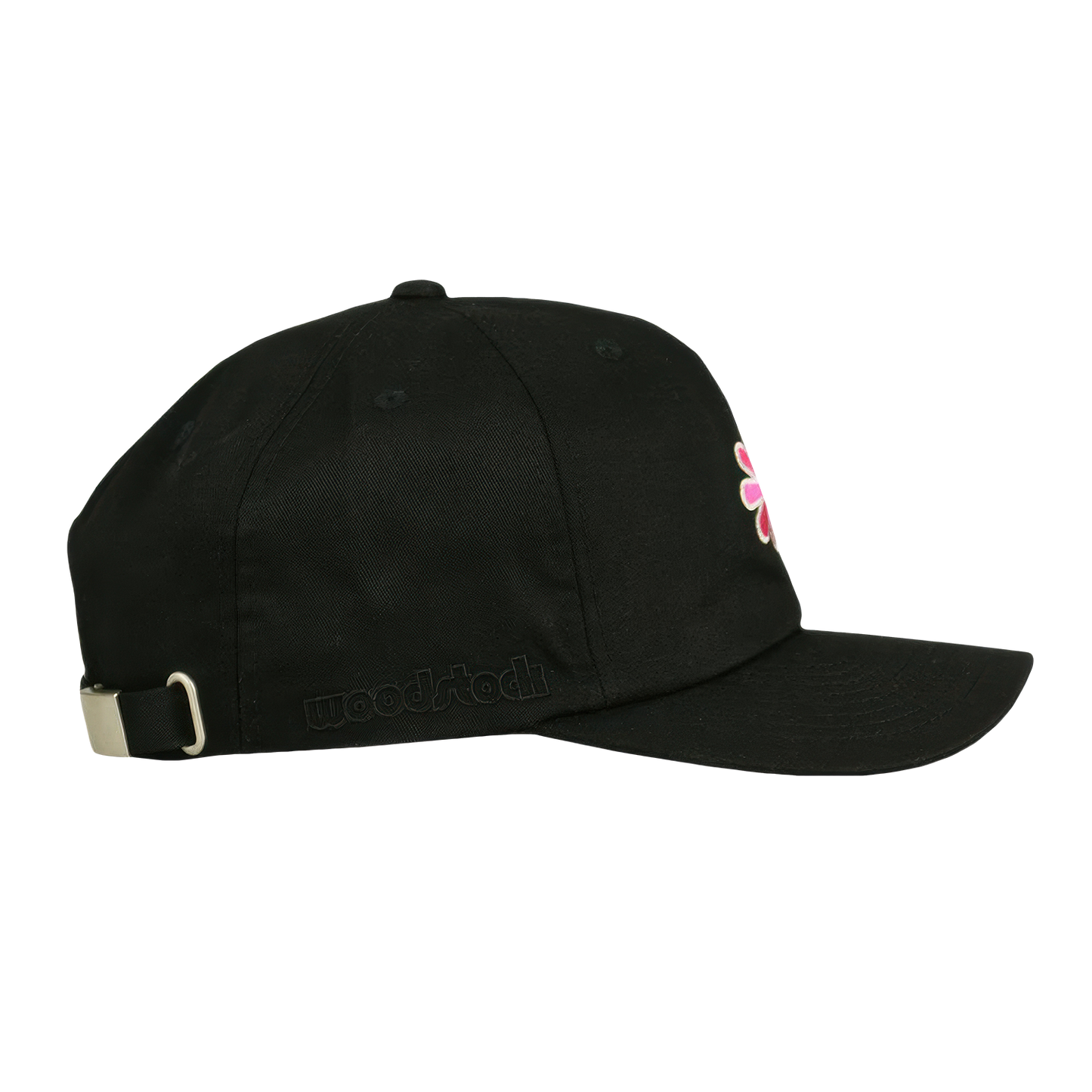 Woodstock Pink Flower Adjustable Black Hat