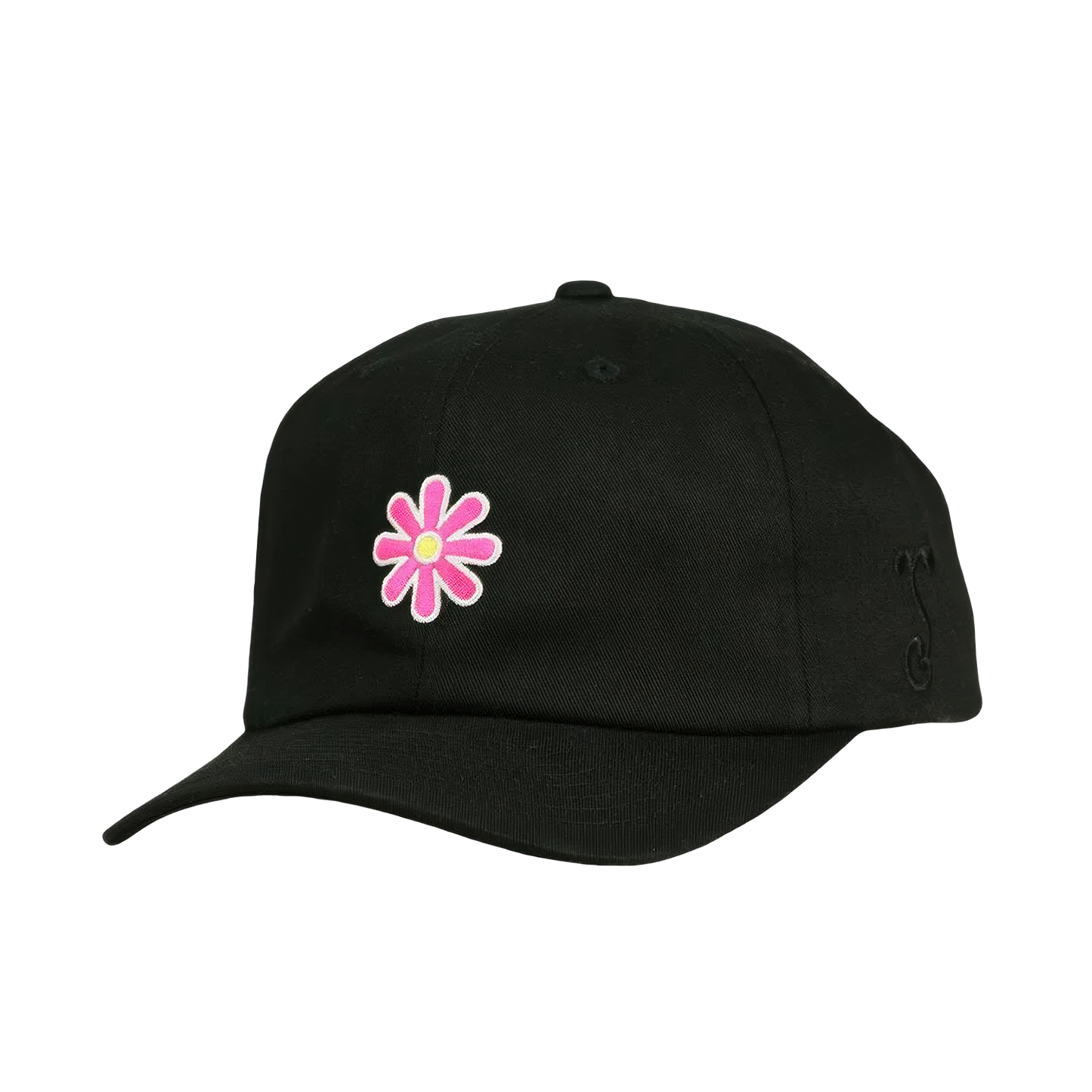 Woodstock Pink Flower Adjustable Black Hat