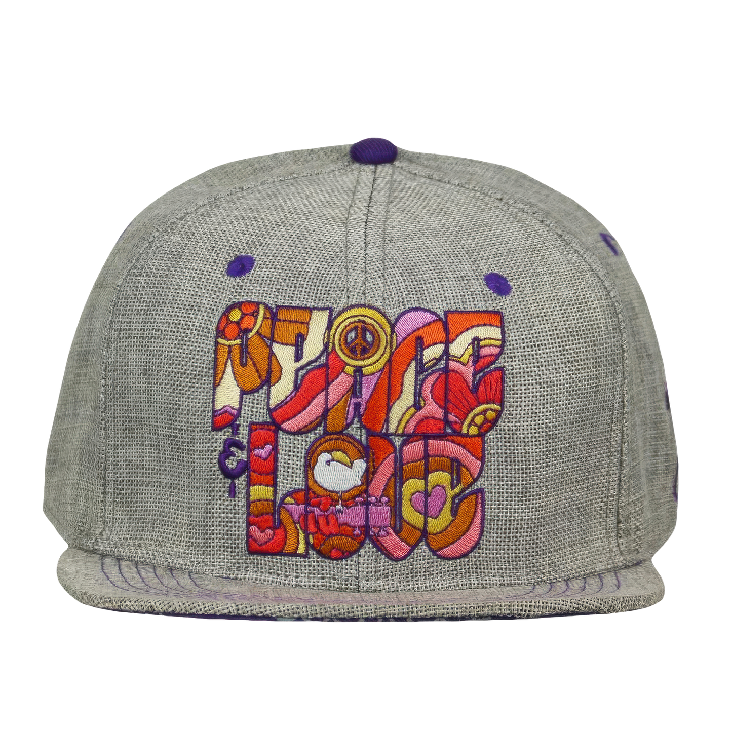 Woodstock Peace Love Grey Fitted Hat