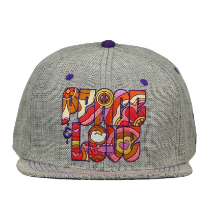Woodstock Peace Love Grey Fitted Hat