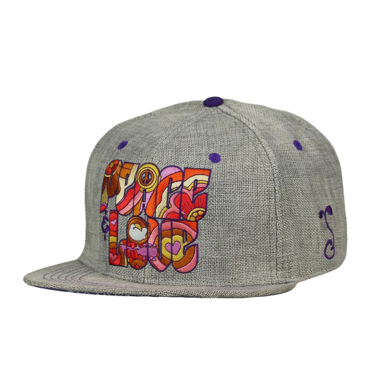 Woodstock Peace Love Grey Fitted Hat