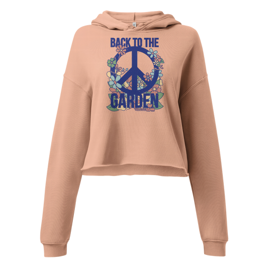 Back to The Garden Floral Peace Sign Cropped Hoodie