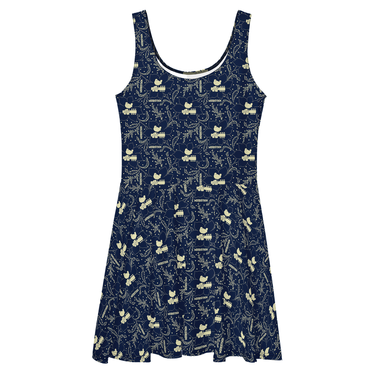 Woodstock Winter Flower Skater Dress
