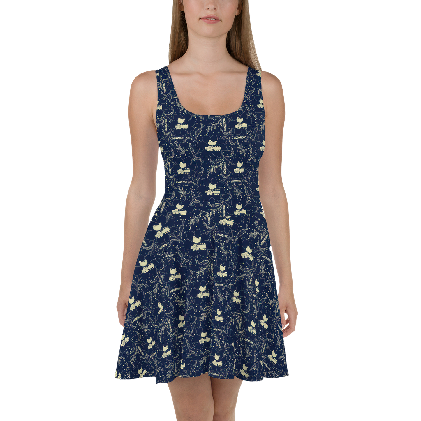 Woodstock Winter Flower Skater Dress