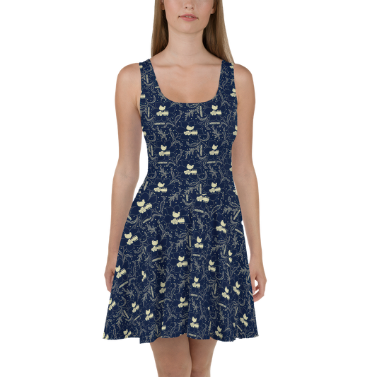 Woodstock Winter Flower Skater Dress