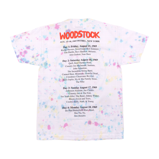Woodstock 1969 Tye Dye Splatter Dateback T-Shirt