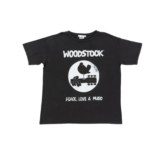 Woodstock Logo Casual Black T-Shirt