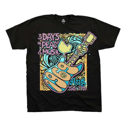 Woodstock Peace and Music Black T-shirt