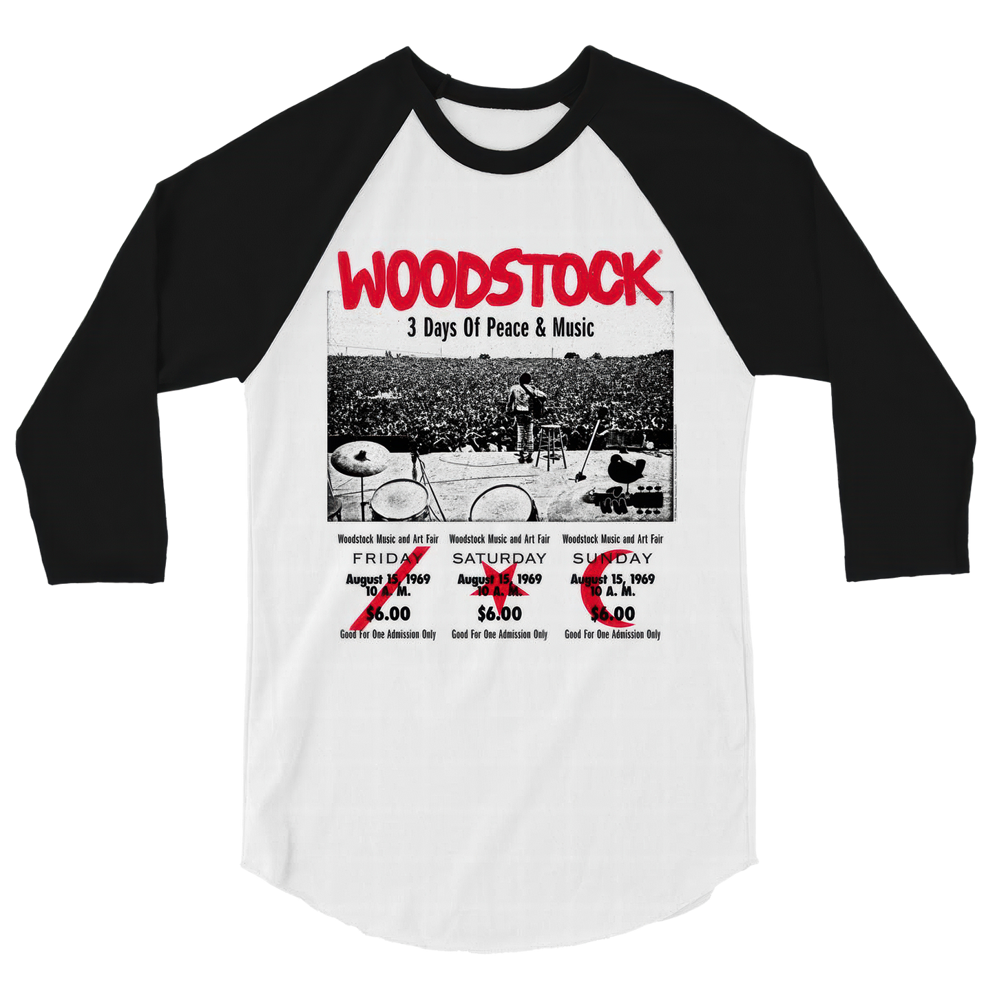 Three Days of Peace and Music Baseball Tee